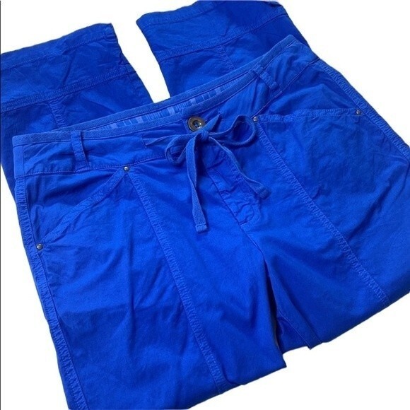 Fresh Produce Drawstring Cropped Utility Pant Royal Blue Cotton Stretchy Vibrant - Picture 15 of 15